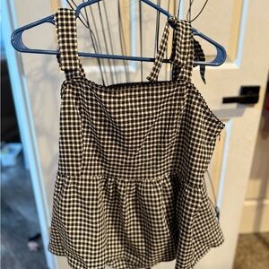 Skies are Blue by Stitch Fix Black and White Gingham Top